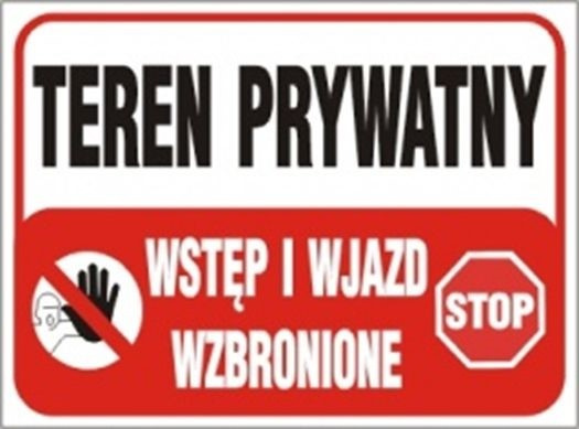 Tablica TEREN PRYWATNY Wstęp Wzbroniony 35x25